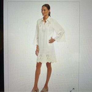 Karen Kane White Long Sleeve Dress
Flare Sleeve Cutout Embroidered Shirtdress